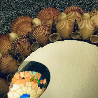AA    VINTAGE SHELL FRAMED WALL MIRROR