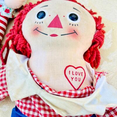 AA   VINTAGE RAGGEDY ANN & ANDY RAG DOLLS KNICKERBOCHER