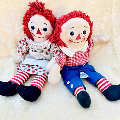 AA   VINTAGE RAGGEDY ANN & ANDY RAG DOLLS KNICKERBOCHER