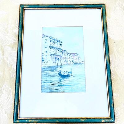 AA   VINTAGE FRAMED VENETIAN WATER COLOR SIGNED GODOLA GRAND CANAL