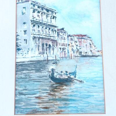 AA   VINTAGE FRAMED VENETIAN WATER COLOR SIGNED GODOLA GRAND CANAL