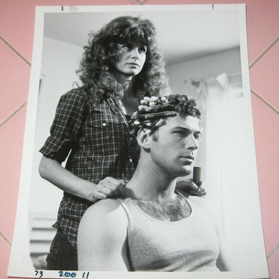 MS 1985 PR Publicity Photograph Stephanie Zimbalist Alec Baldwin Love On Run Curls