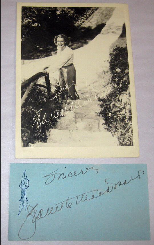 Ms Vintage Hollywood Signed Picture And Autograph Jeanette Macdonald 1930s 