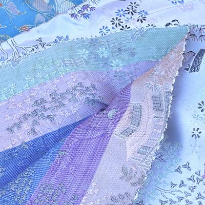 AA  VINTAGE HONG KONG SILK YARDAGE BUTTERFLIES PAGODAS