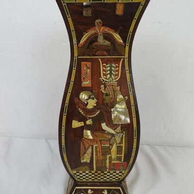 Egyptian Style Inlaid Wooden Vase Decor Piece
