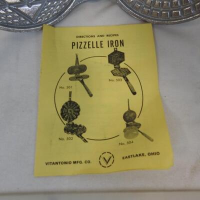Pizzelle Iron with Directions & Recipe Booklet. Very Clean/Unused