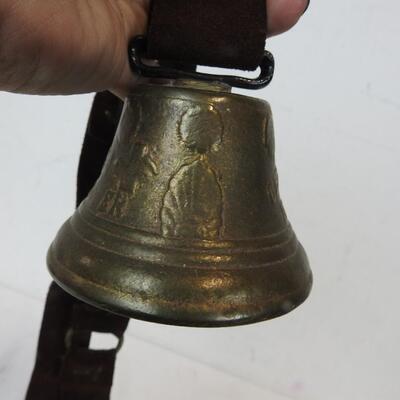 Metal Bell (Brass?) with Leather Strap - Chiantel Fondeur 1878 Saignelegier