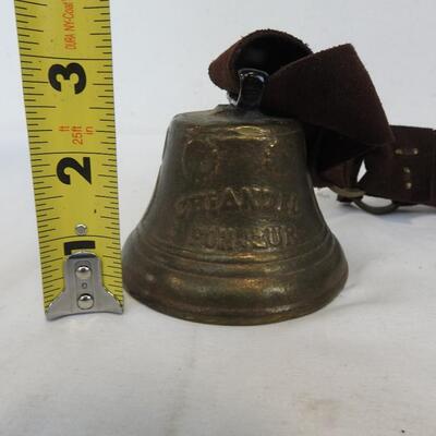 Metal Bell (Brass?) with Leather Strap - Chiantel Fondeur 1878 Saignelegier