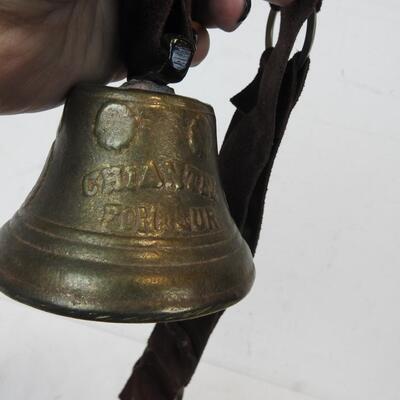 Metal Bell (Brass?) with Leather Strap - Chiantel Fondeur 1878 Saignelegier