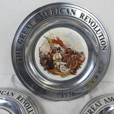 3 Decorative Pewter Plates, The Great American Revolution, 1976