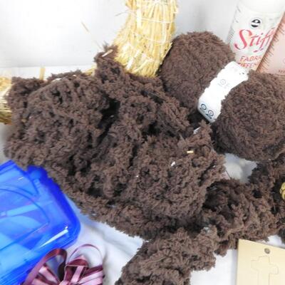 23 pc Craft Lot: Petal Porcelain, Floral Picks, Ribbon, Wreath