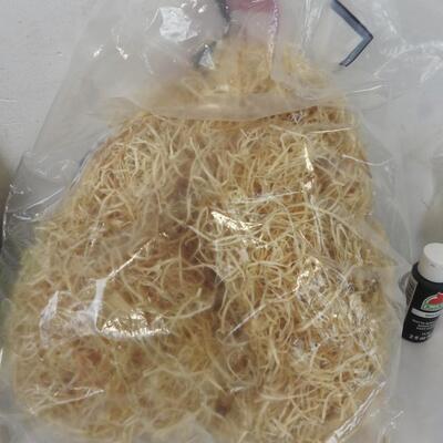 Craft Lot: Grass, Flexable Straws, Slippers, Rubber Stamps, Scissors