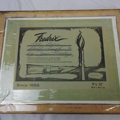 Fredrix Old Barn Gold Leaf 1982 9 x 12, Second Gold Leaf Art Piece - Vintage
