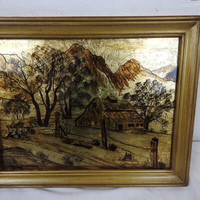 Fredrix Old Barn Gold Leaf 1982 9 x 12, Second Gold Leaf Art Piece - Vintage