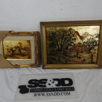 Fredrix Old Barn Gold Leaf 1982 9 x 12, Second Gold Leaf Art Piece - Vintage