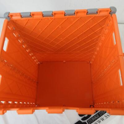 Tool Solutions Orange Tool Crate. Folding Walls Allow for Collapse Flat Storage