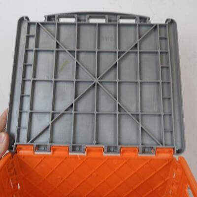 Tool Solutions Orange Tool Crate. Folding Walls Allow for Collapse Flat Storage