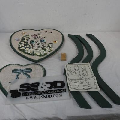 3 Legged Heart Shape Table Hand Painted Garden Scene: Assembly Req. Instructions