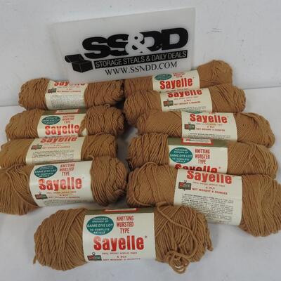 10 Rolls of Sayelle Camel 4 Ply Yarn