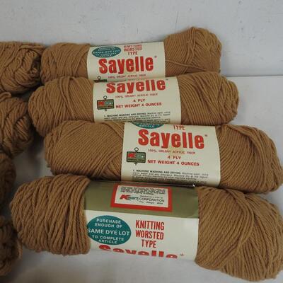 10 Rolls of Sayelle Camel 4 Ply Yarn