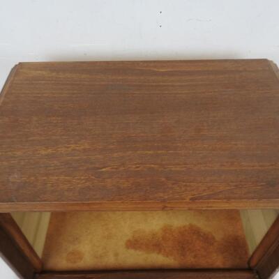Bread Box 17 (length) x 11 (width) x 11 (height) inches. Bread Carving on Front