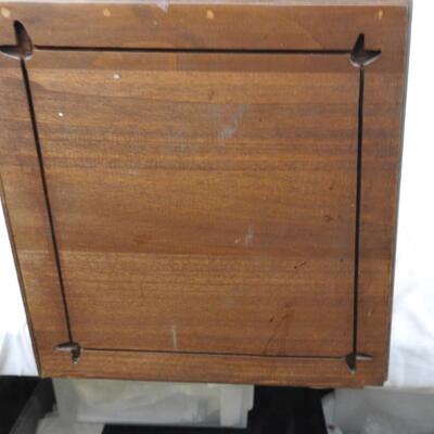Bread Box 17 (length) x 11 (width) x 11 (height) inches. Bread Carving on Front