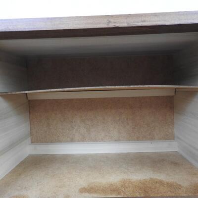 Bread Box 17 (length) x 11 (width) x 11 (height) inches. Bread Carving on Front
