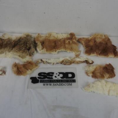 Assorted Strips of Rabbit Fur, 3 Rabbit Pelts