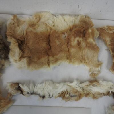 Assorted Strips of Rabbit Fur, 3 Rabbit Pelts