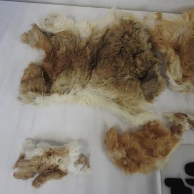 Assorted Strips of Rabbit Fur, 3 Rabbit Pelts