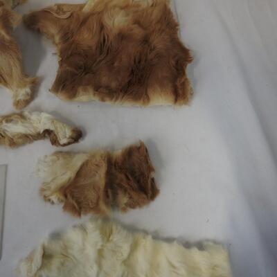 Assorted Strips of Rabbit Fur, 3 Rabbit Pelts