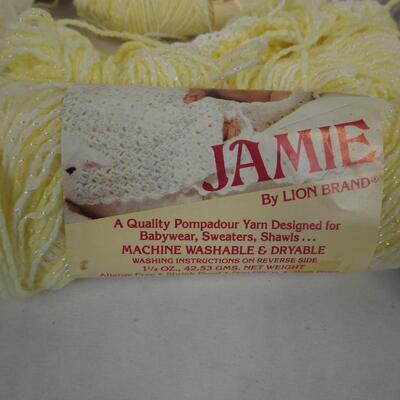 14 Skeins of Yarn, Baby Pink/Blue Ombre, Dazzle Aire, White, Yellow