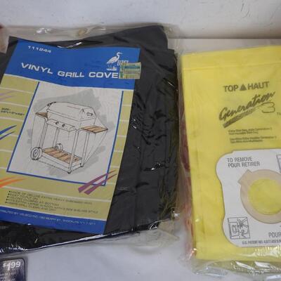Household Lot: Light Bulbs, Padlocks, Grill Cover, nails, Fireplace Matches