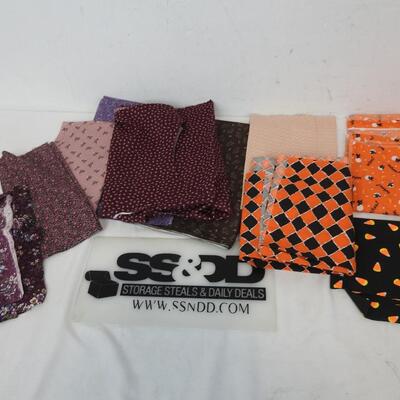 Lot of Assorted Fabric, Halloween, Purple and Red