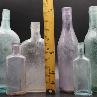 Lot of Antique Multi Colored Glass Bottles and Vials