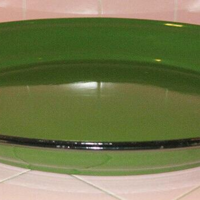MS 2 Large 18" Green Enamel Round Trays Serving Picnics