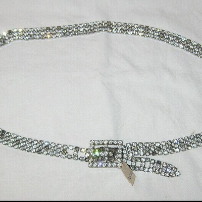 MS 1960s Rhinestones Belt Jewelry Original Price Costume Necklace Wedding Crystals