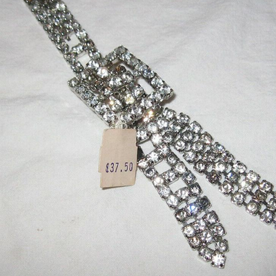 MS 1960s Rhinestones Belt Jewelry Original Price Costume Necklace Wedding Crystals