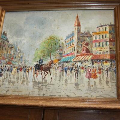 original watercolor painting Moulin Rouge Paris France - signed lower left corner - 12