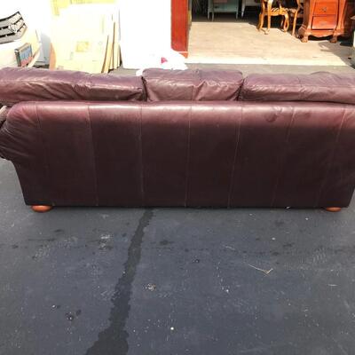 Burgundy Brown Leather Couch (3) Seater
