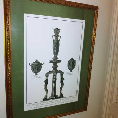 pair of Cavalier Piranesi Candelabra framed prints - (original price tag shows $339 each)