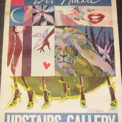 MS Vintage 1977 Bob Mackie Exhibition Poster Upstairs Gallery Signed