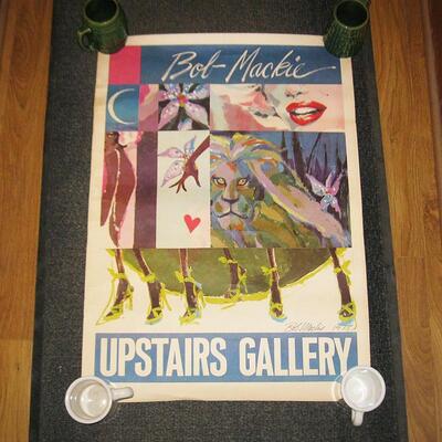 MS Vintage 1977 Bob Mackie Exhibition Poster Upstairs Gallery Signed