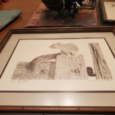 Squirrel lithograph - #ed 218/750 - signed Charles Beckendorf