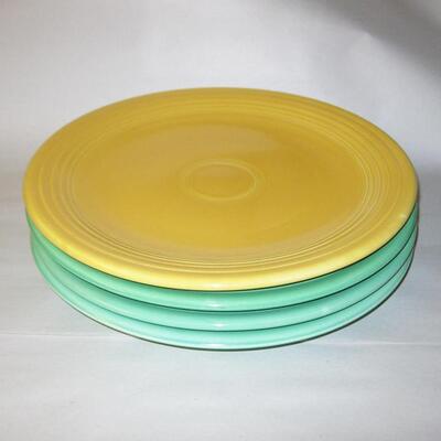 MS 4 Vintage Fiestaware Homer Laughlin Fiesta Chop Plates 3 Green 1 Yellow 1935
