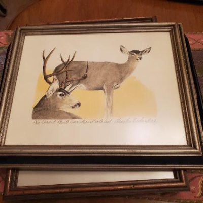 Desert Mule Deer lithograph - hand colored #ed 11/30 - signed Charles Beckendorf