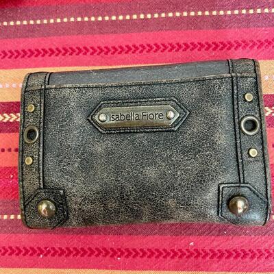 AA    VINTAGE ISABELLA FIORI TRI FOLD WALLET SKULL W/EYEPATCH ROSES ORIGINAL BOX