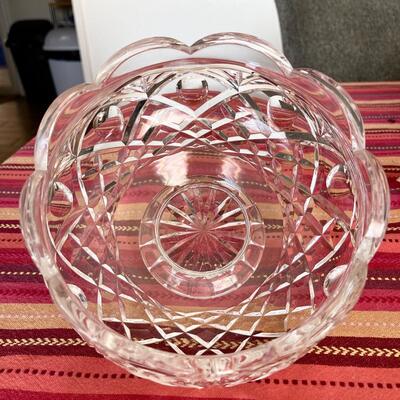 AA    VINTAGE WATERFORD CRYSTAL 10" SCALLOPED FOOTED BOWL ETCHED MARK IRELAND