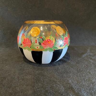 Lot 58. MacKenzie Childs Heirloom Glass Globe Vase