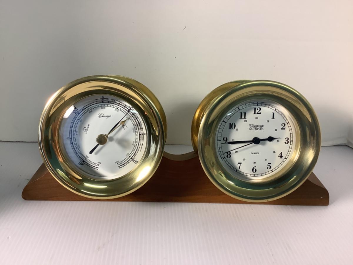 B474 Weems & Plath Clock and Barometer Set